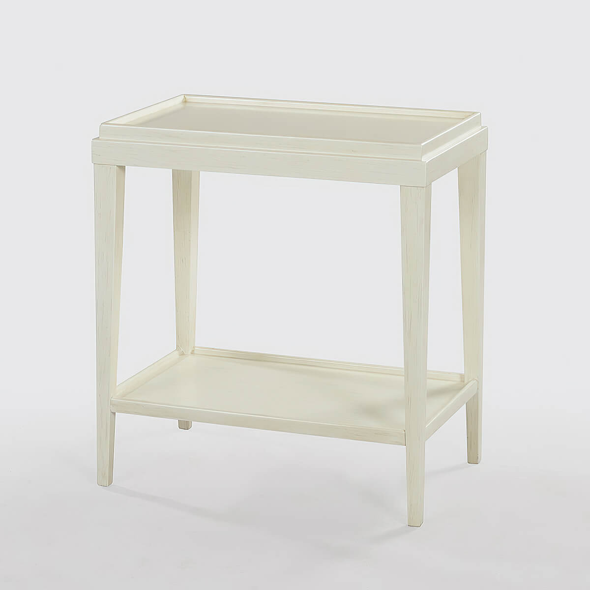 Small Classic Two-Tier Side Table - Drift White - English Georgian America