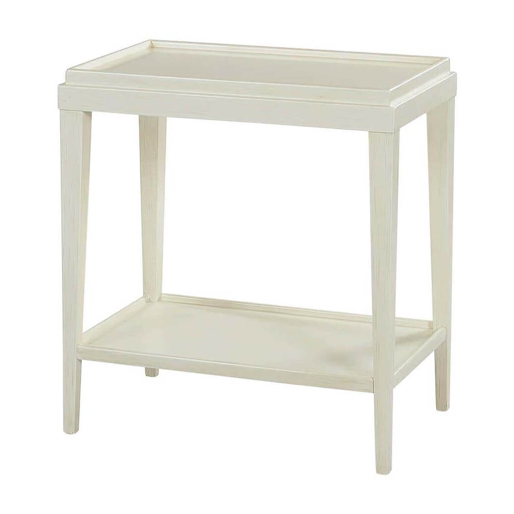 Small Classic Two-Tier Side Table - Drift White - English Georgian America