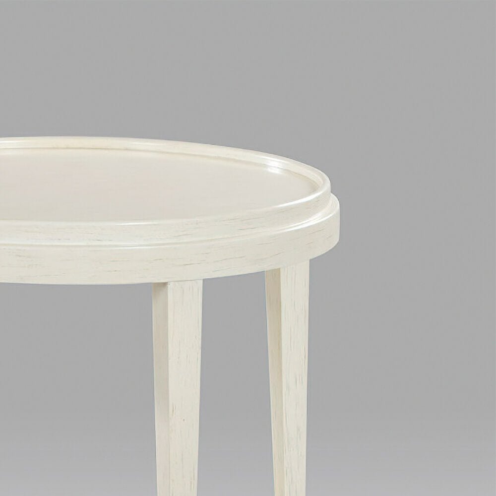 Small Distressed White Classic Round End Table - English Georgian America