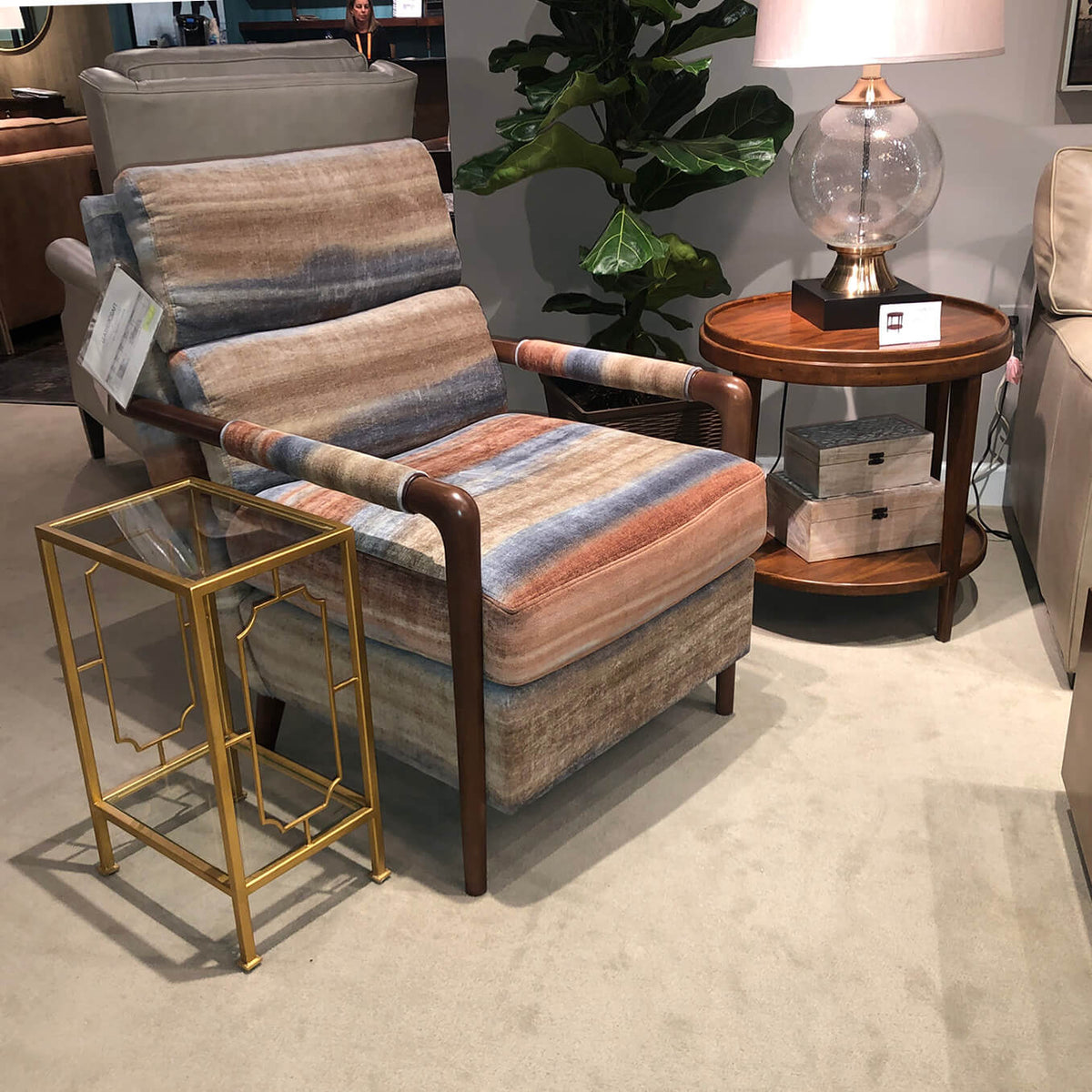 Small Greyed Classic Round End Table - English Georgian America