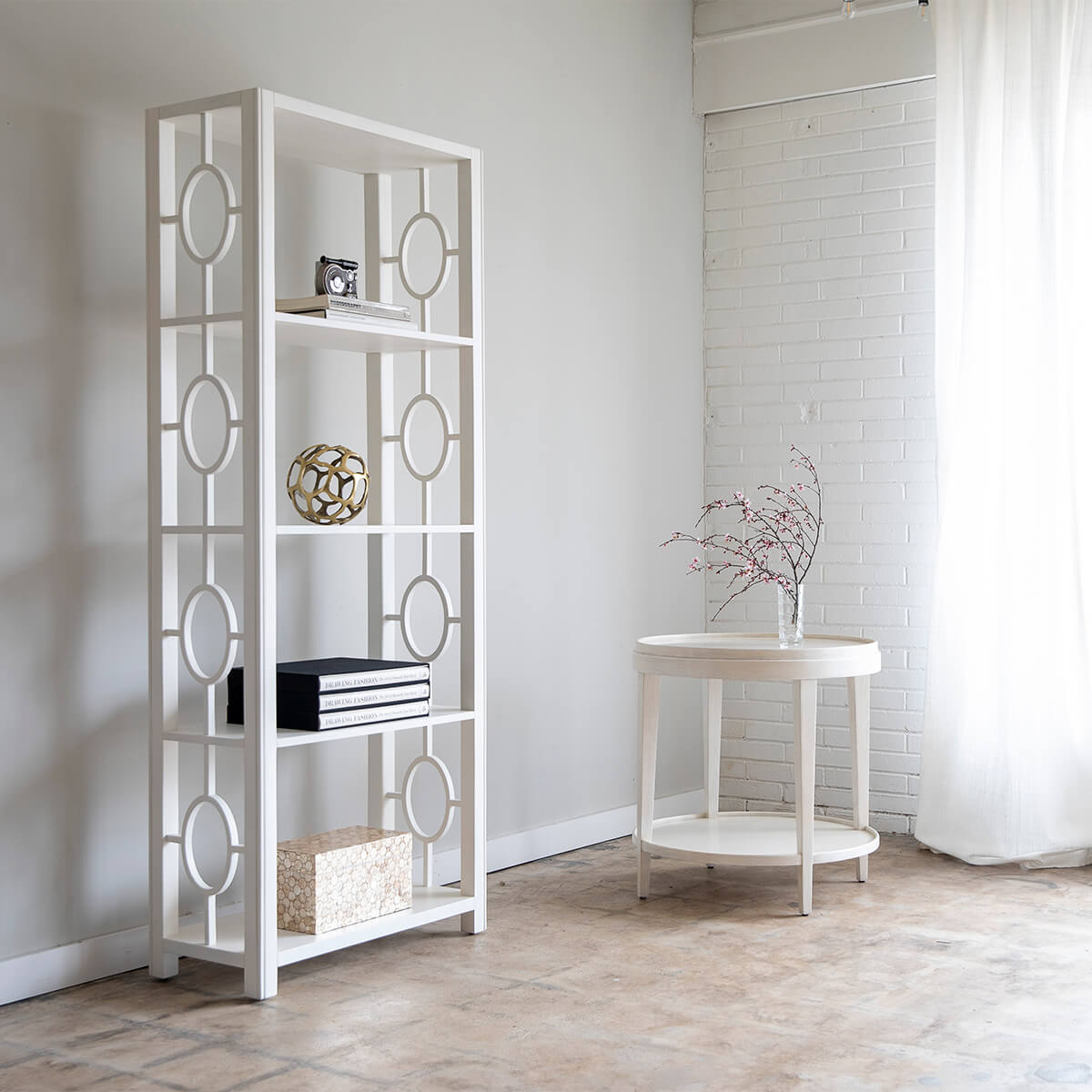 Small Greyed Classic Round End Table - English Georgian America