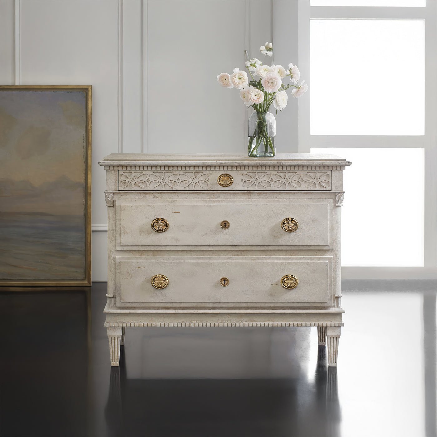 Small Gustavian Style Bedside Chest - English Georgian America