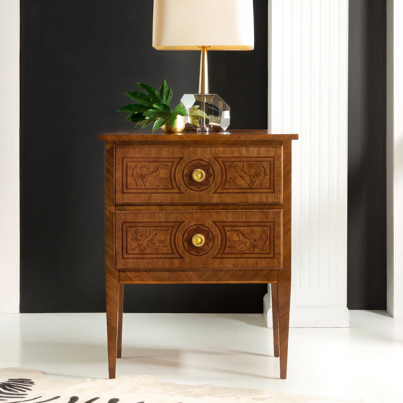 Small Louis XVI Style Burl Nightstand - English Georgian America