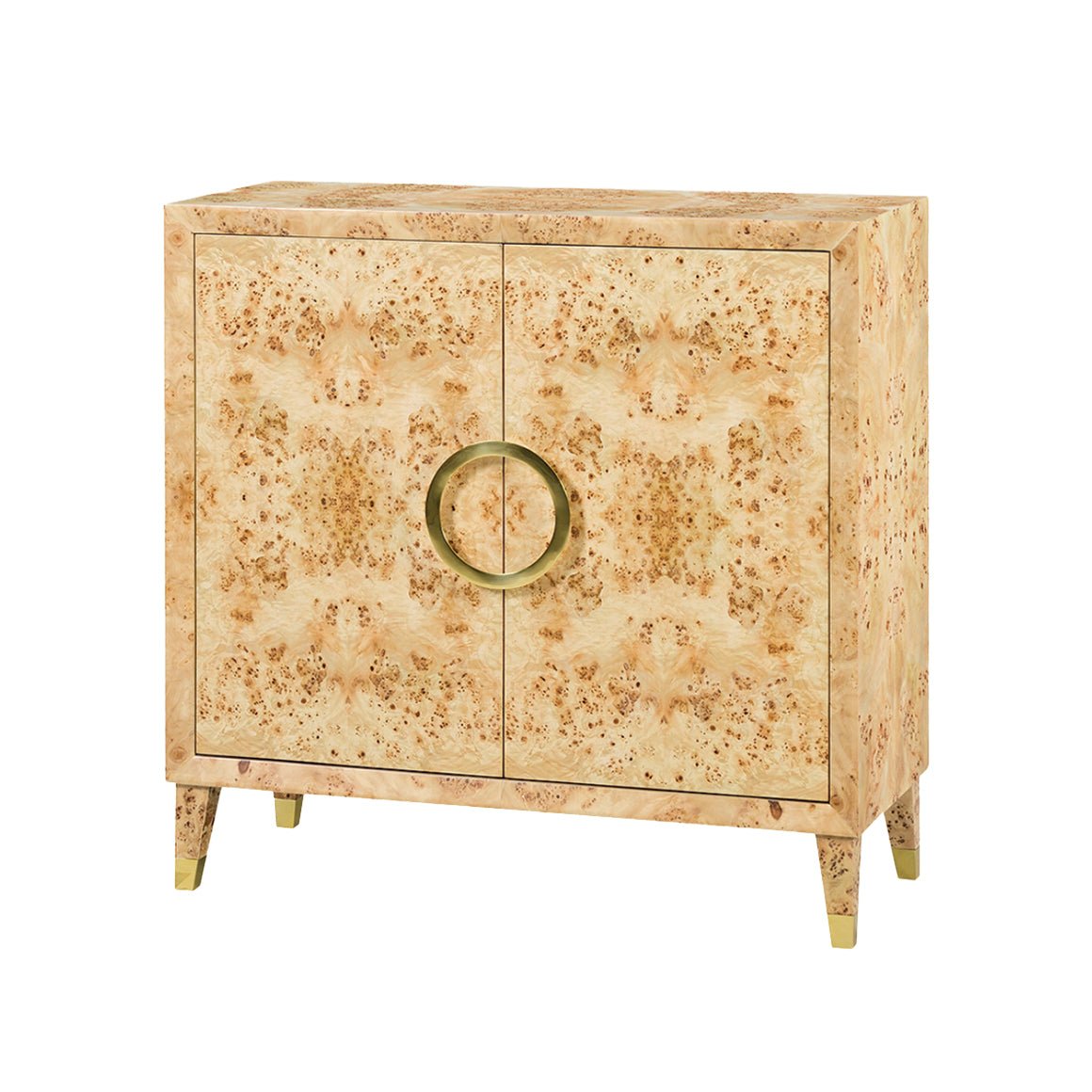 Small Mid - Century Light Burl Cabinet - English Georgian America