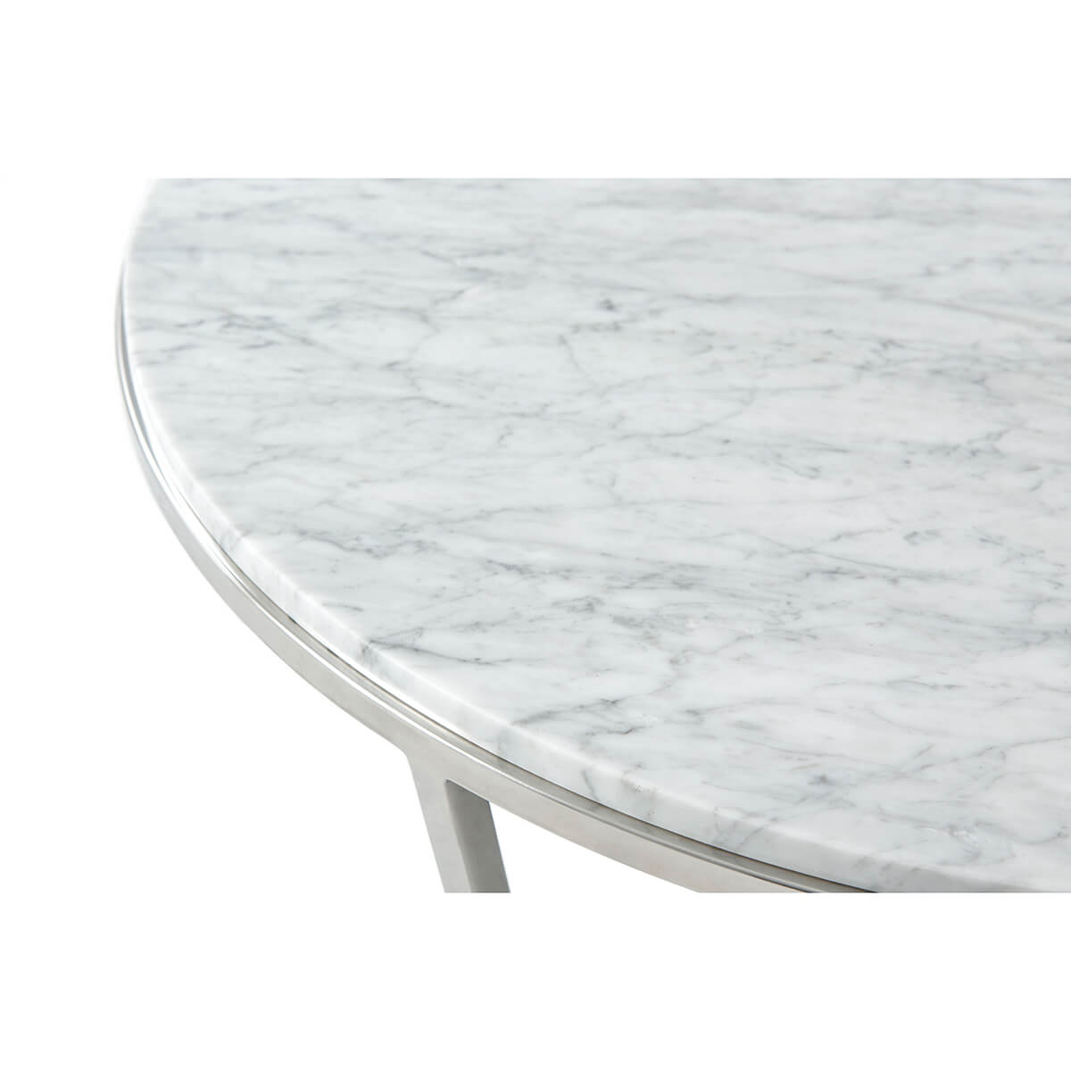 Small Modern Marble Top Cocktail Table - Nickel - English Georgian America