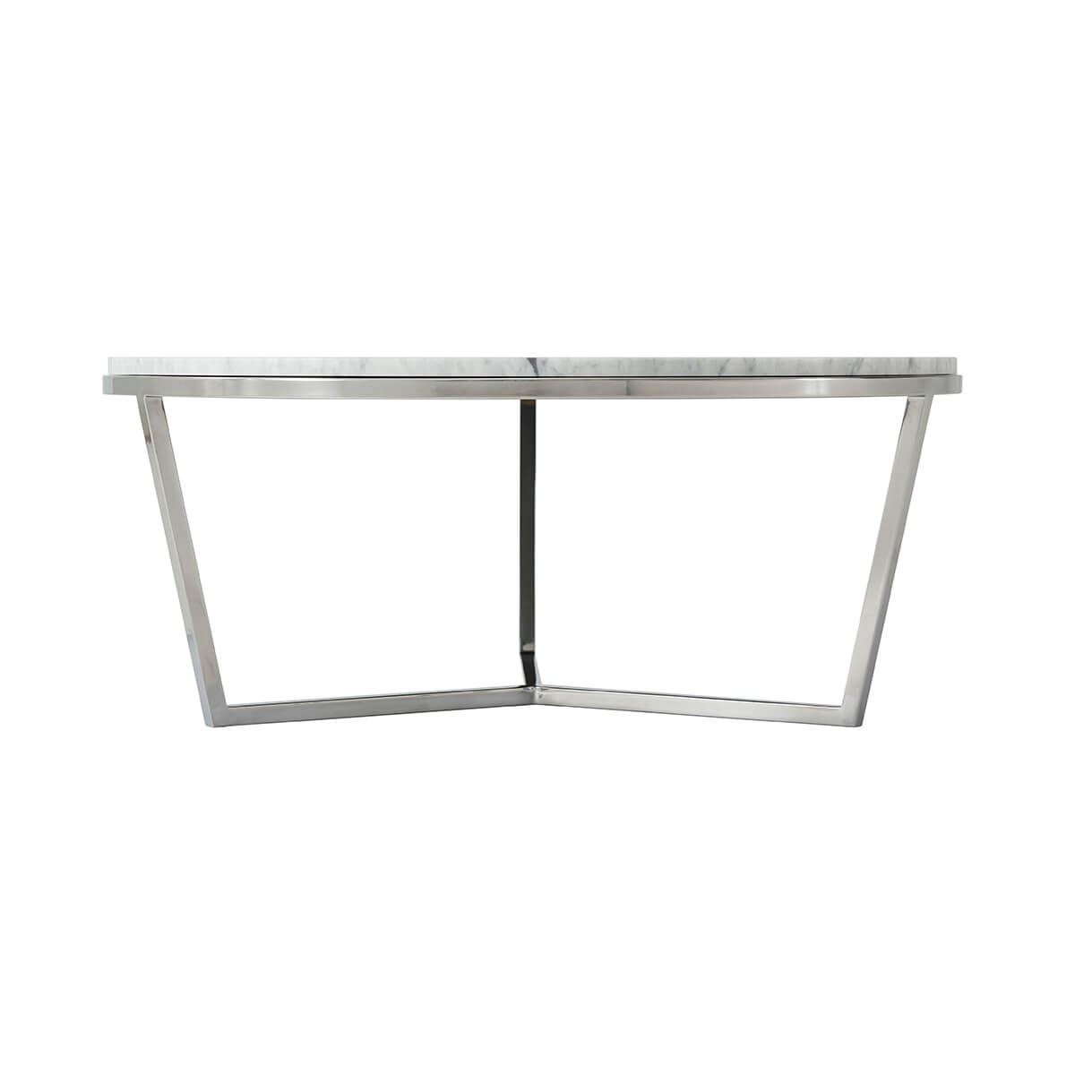 Small Modern Marble Top Cocktail Table - Nickel - English Georgian America