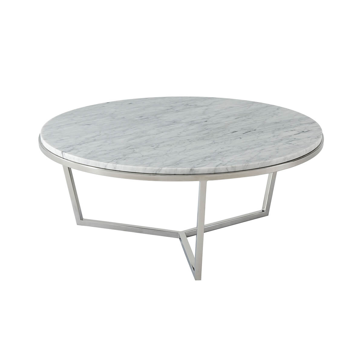Small Modern Marble Top Cocktail Table - Nickel - English Georgian America