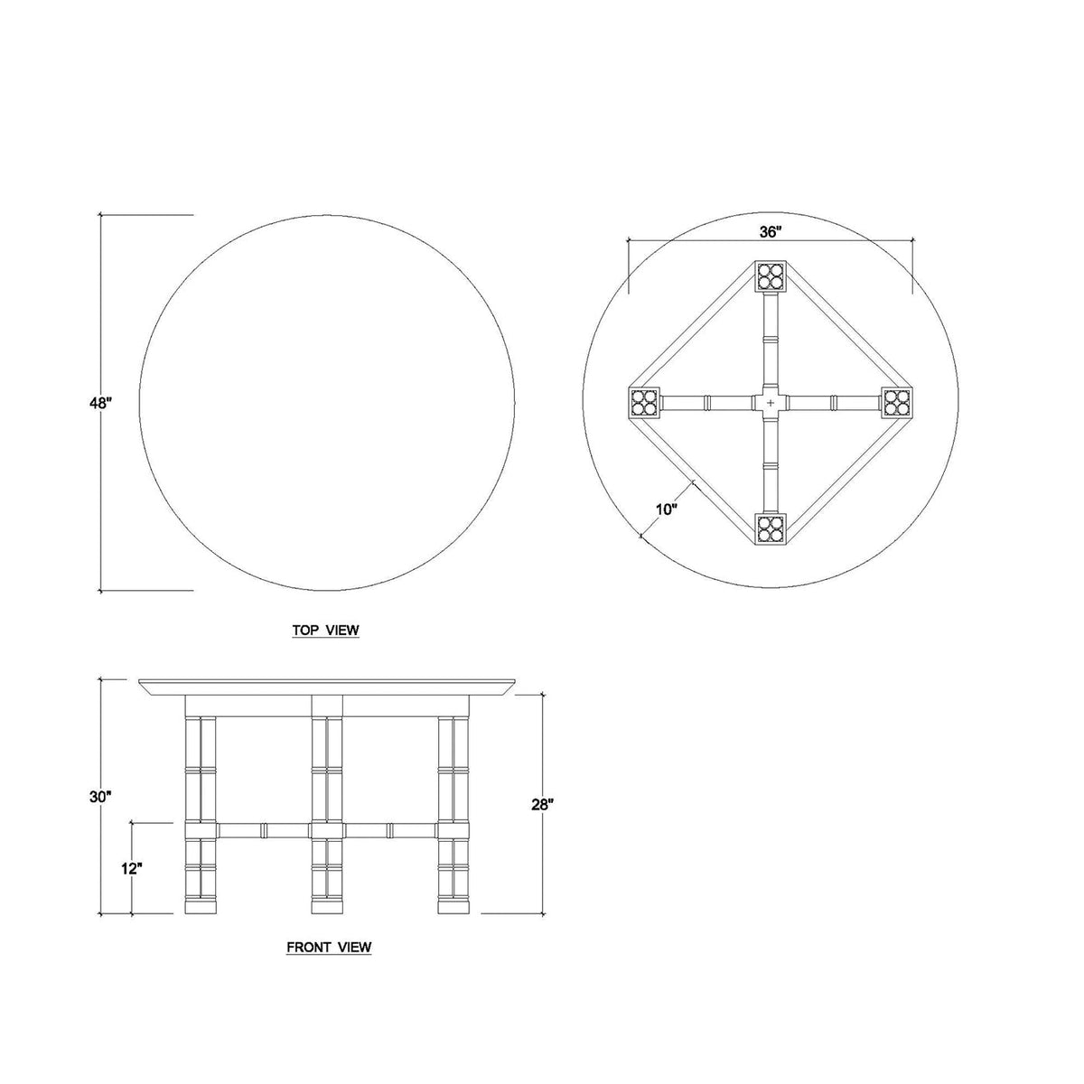 Small Palm Beach Regency Round Dining Table - English Georgian America