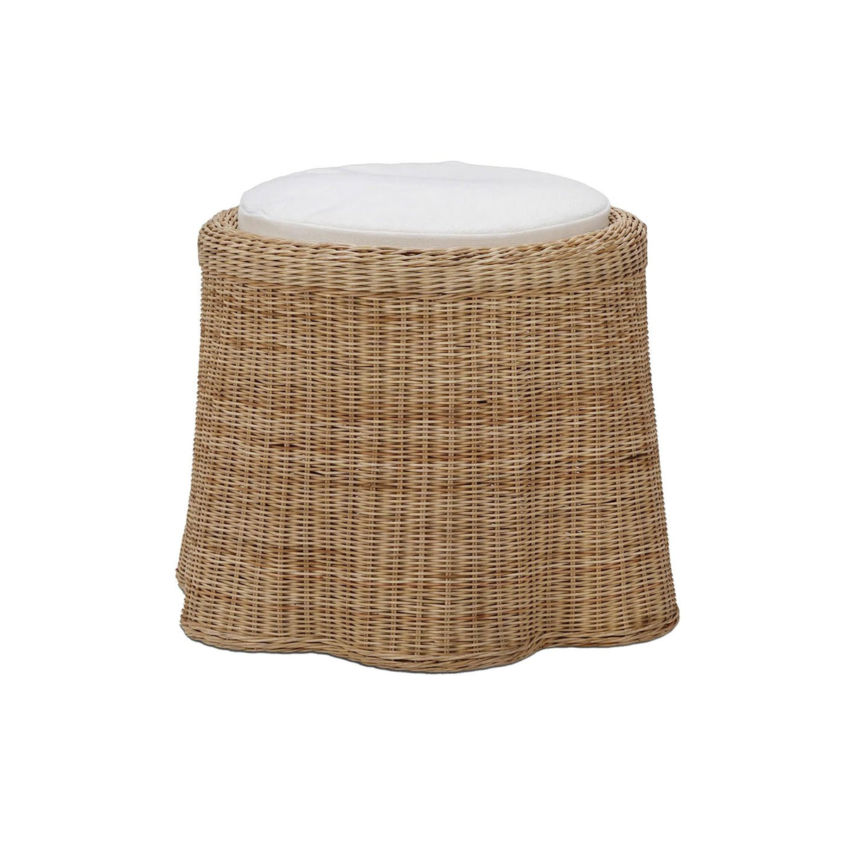 Small Round Rattan Ottoman - English Georgian America