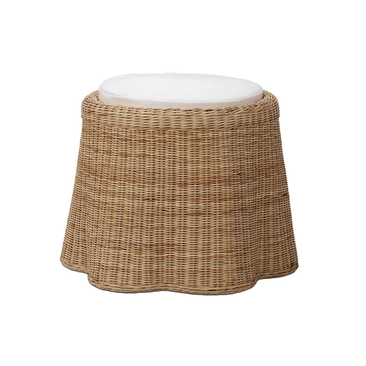 Small Round Rattan Ottoman - English Georgian America
