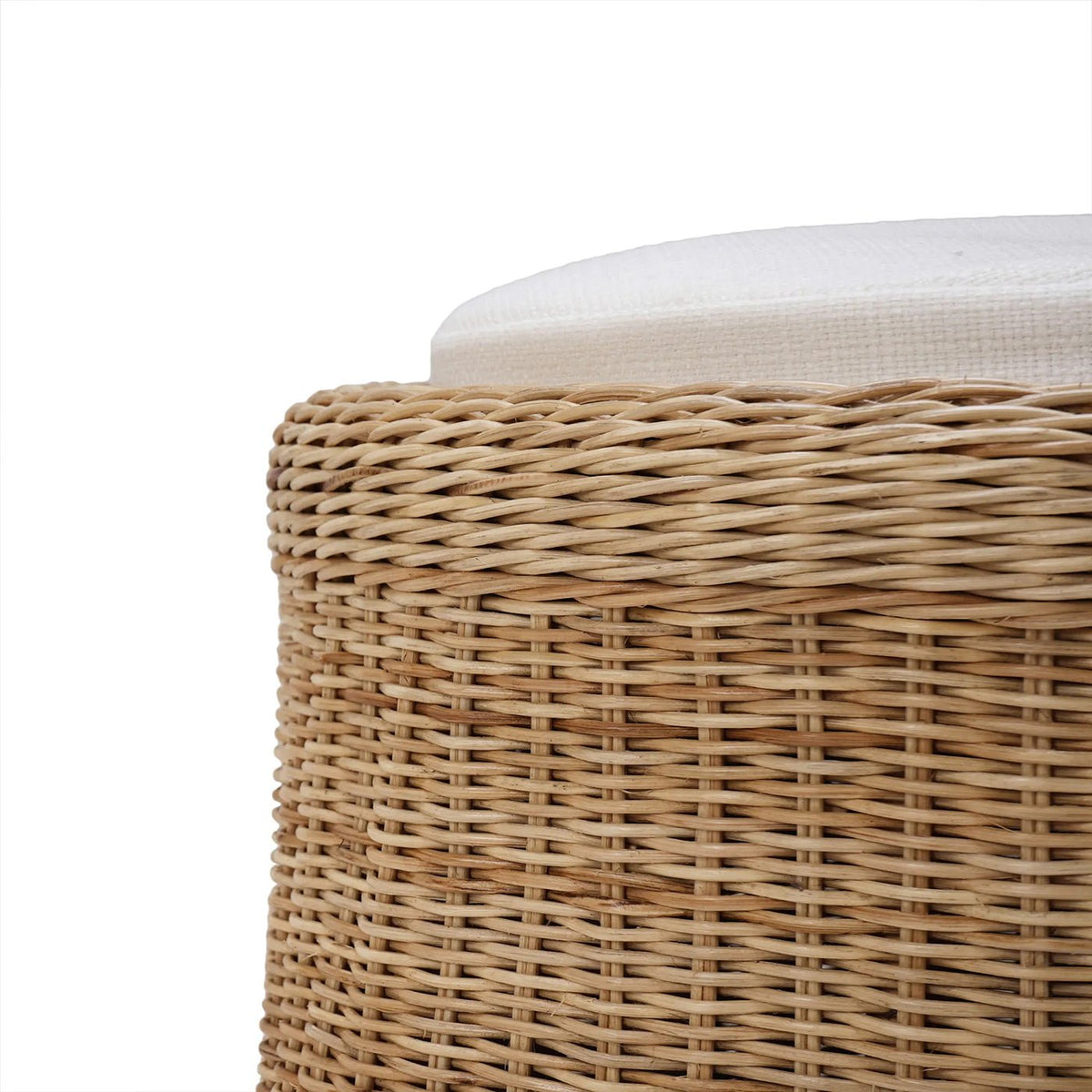 Small Round Rattan Ottoman - English Georgian America