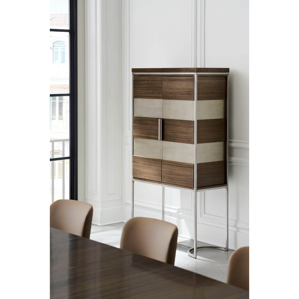 Smoked Modern Bar Cabinet - English Georgian America