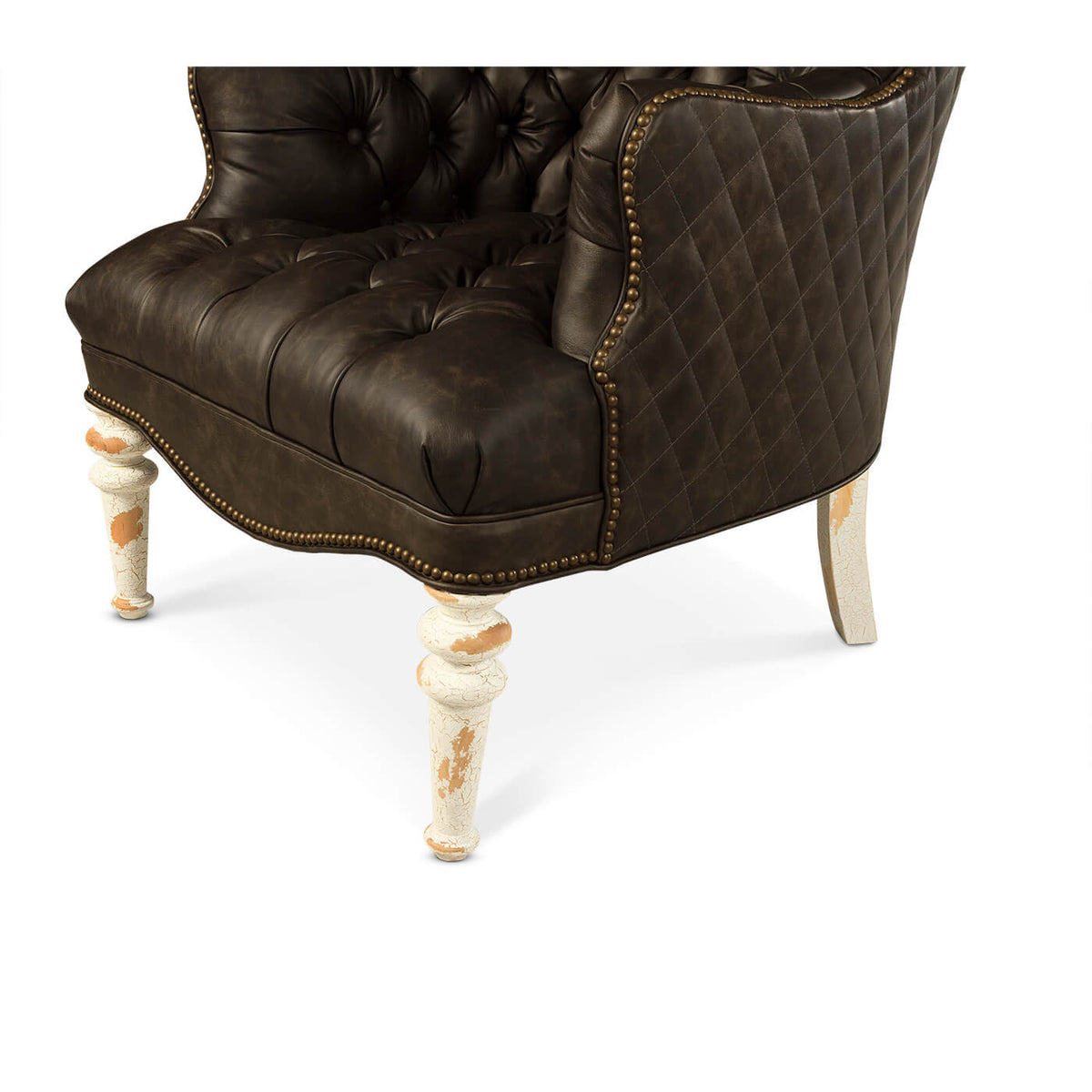Smokey Tufted Leather Chair - English Georgian America