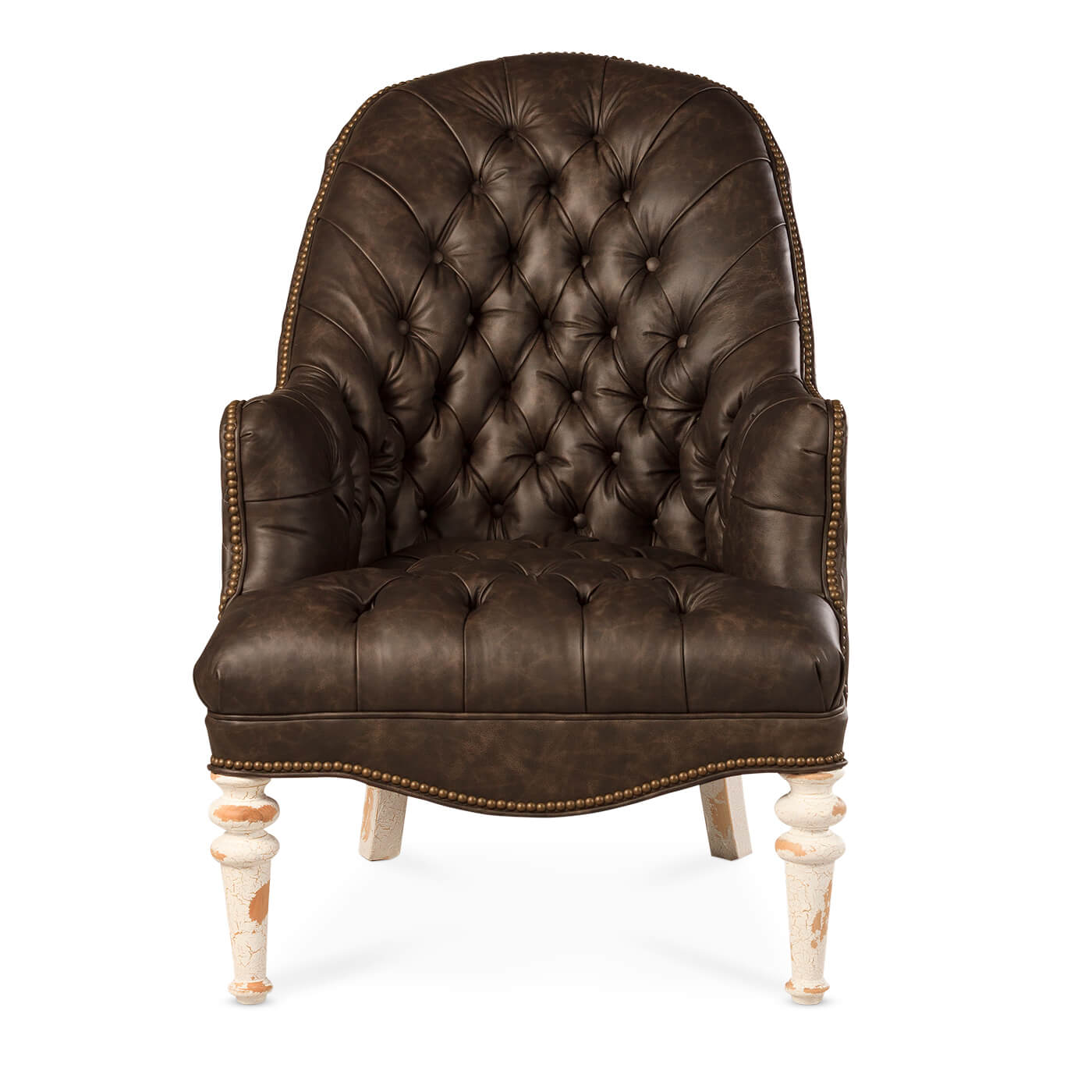 Smokey Tufted Leather Chair - English Georgian America