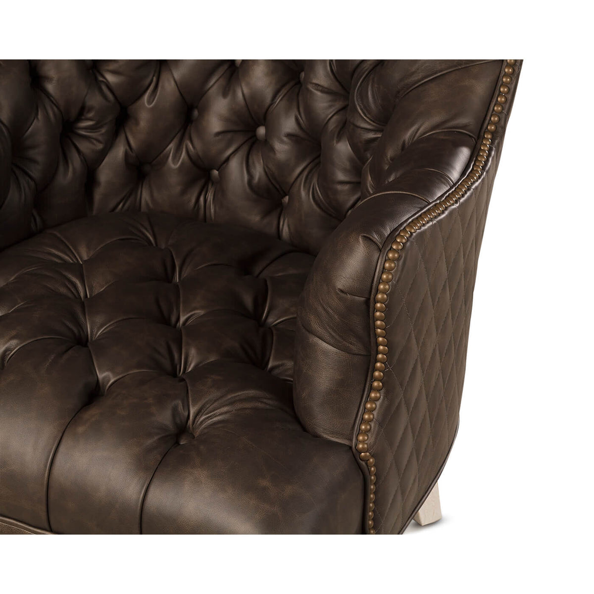 Smokey Tufted Leather Chair - English Georgian America
