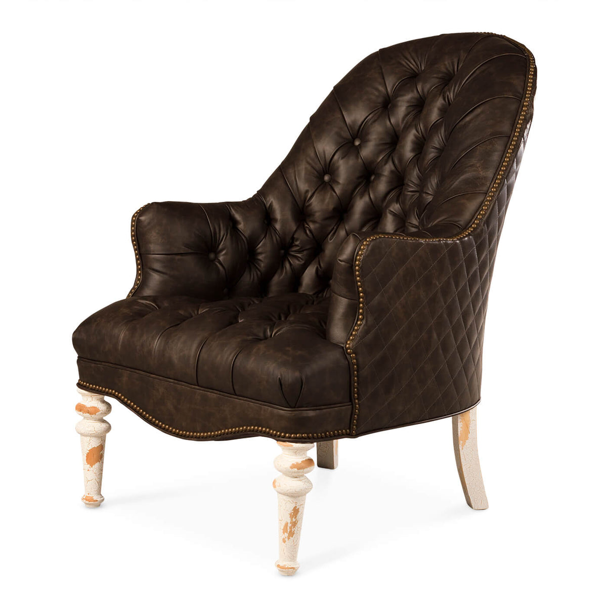 Smokey Tufted Leather Chair - English Georgian America