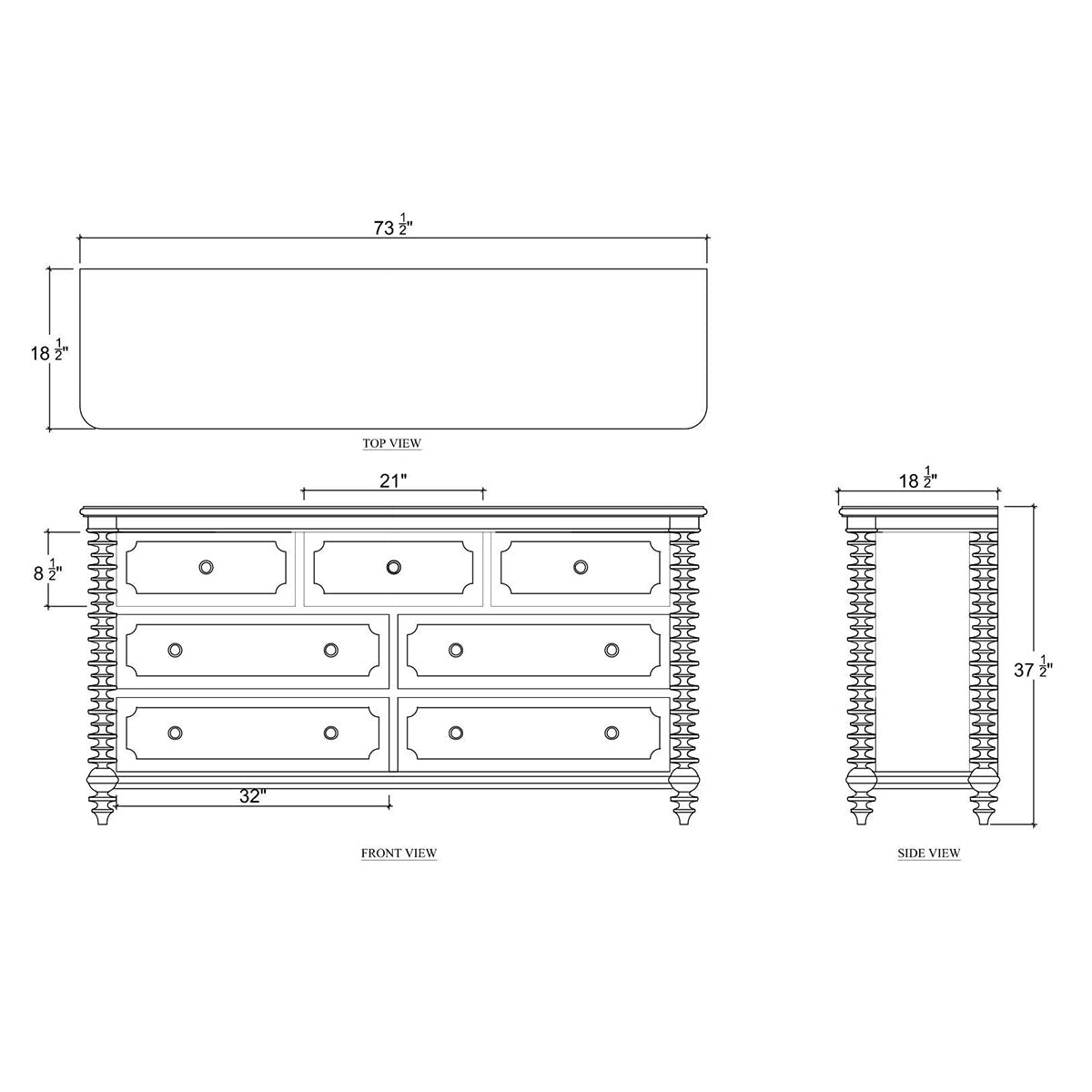 Spool - Turned Light Wood Dresser - English Georgian America