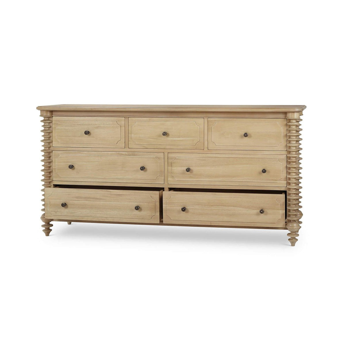 Spool - Turned Light Wood Dresser - English Georgian America