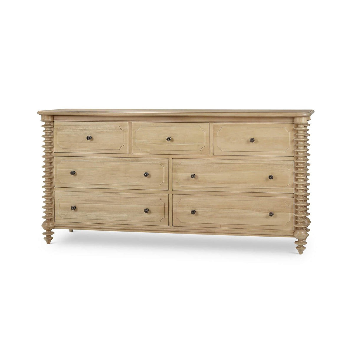 Spool - Turned Light Wood Dresser - English Georgian America