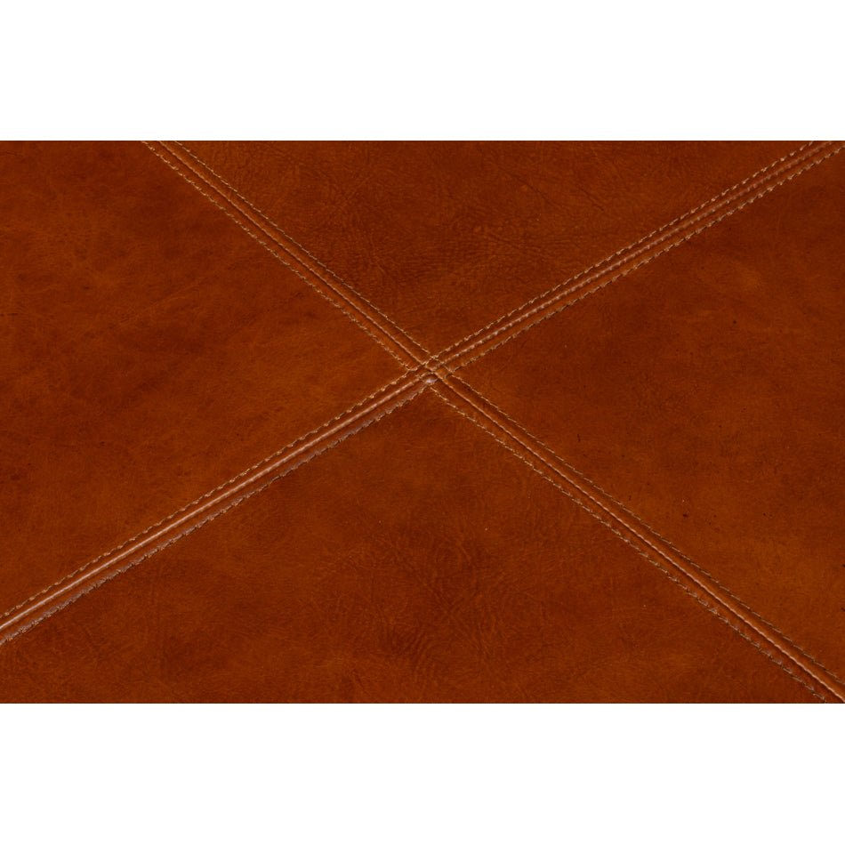 Square Brown Leather Cocktail Ottoman - English Georgian America