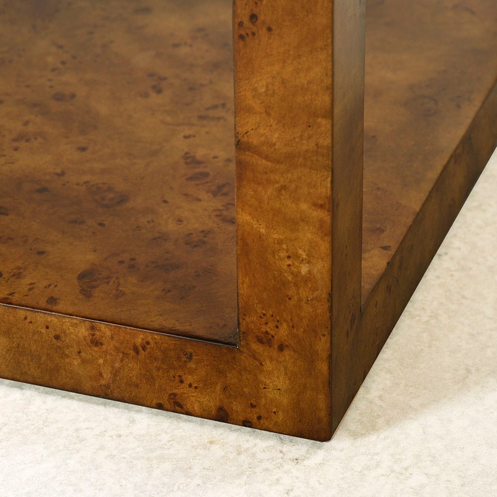 Square Burl Wood Side Table - English Georgian America