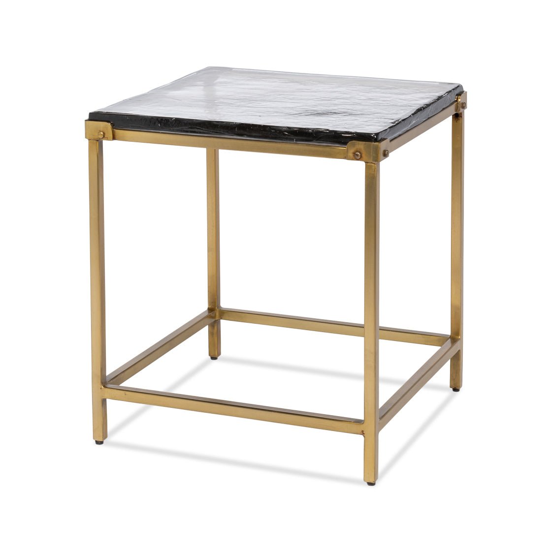 Square Contemporary End Table - Brass Finish - English Georgian America