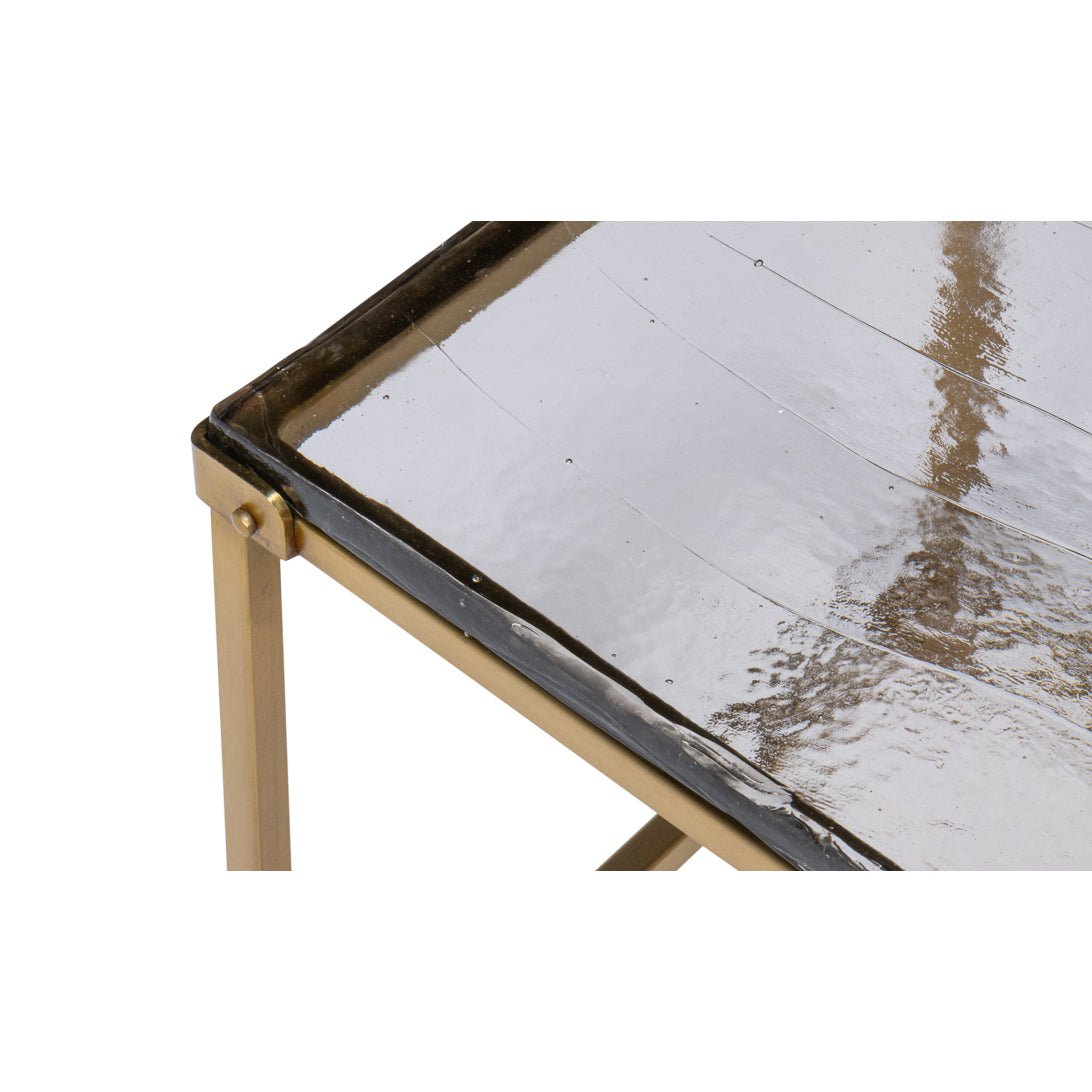 Square Contemporary End Table - Brass Finish - English Georgian America