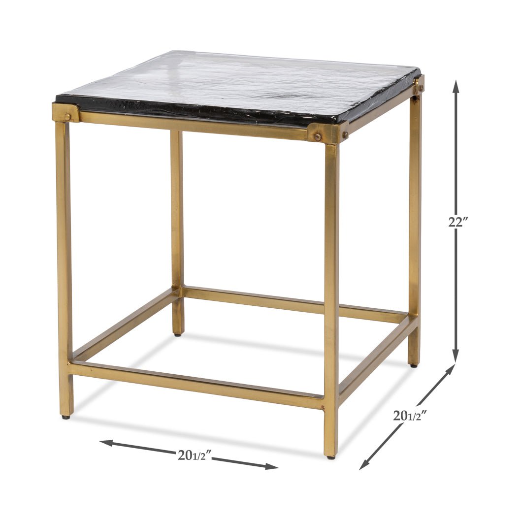Square Contemporary End Table - Brass Finish - English Georgian America