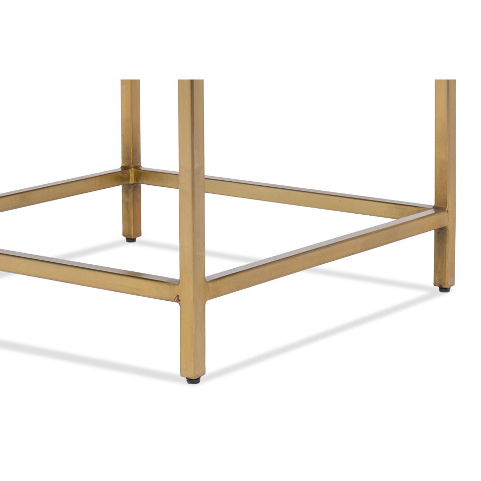 Square Contemporary End Table - Brass Finish - English Georgian America
