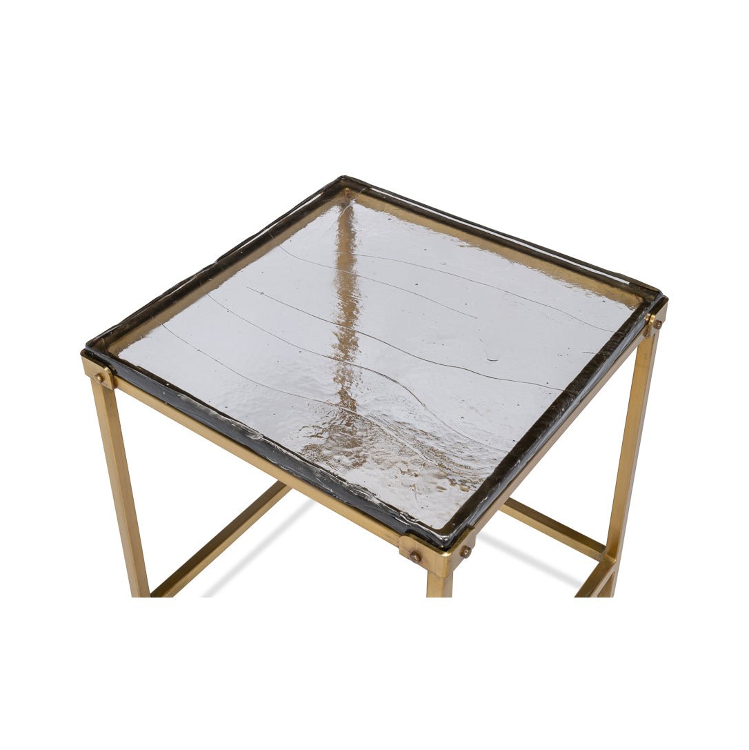 Square Contemporary End Table - Brass Finish - English Georgian America
