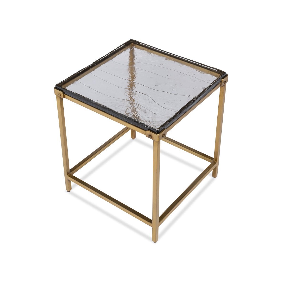 Square Contemporary End Table - Brass Finish - English Georgian America