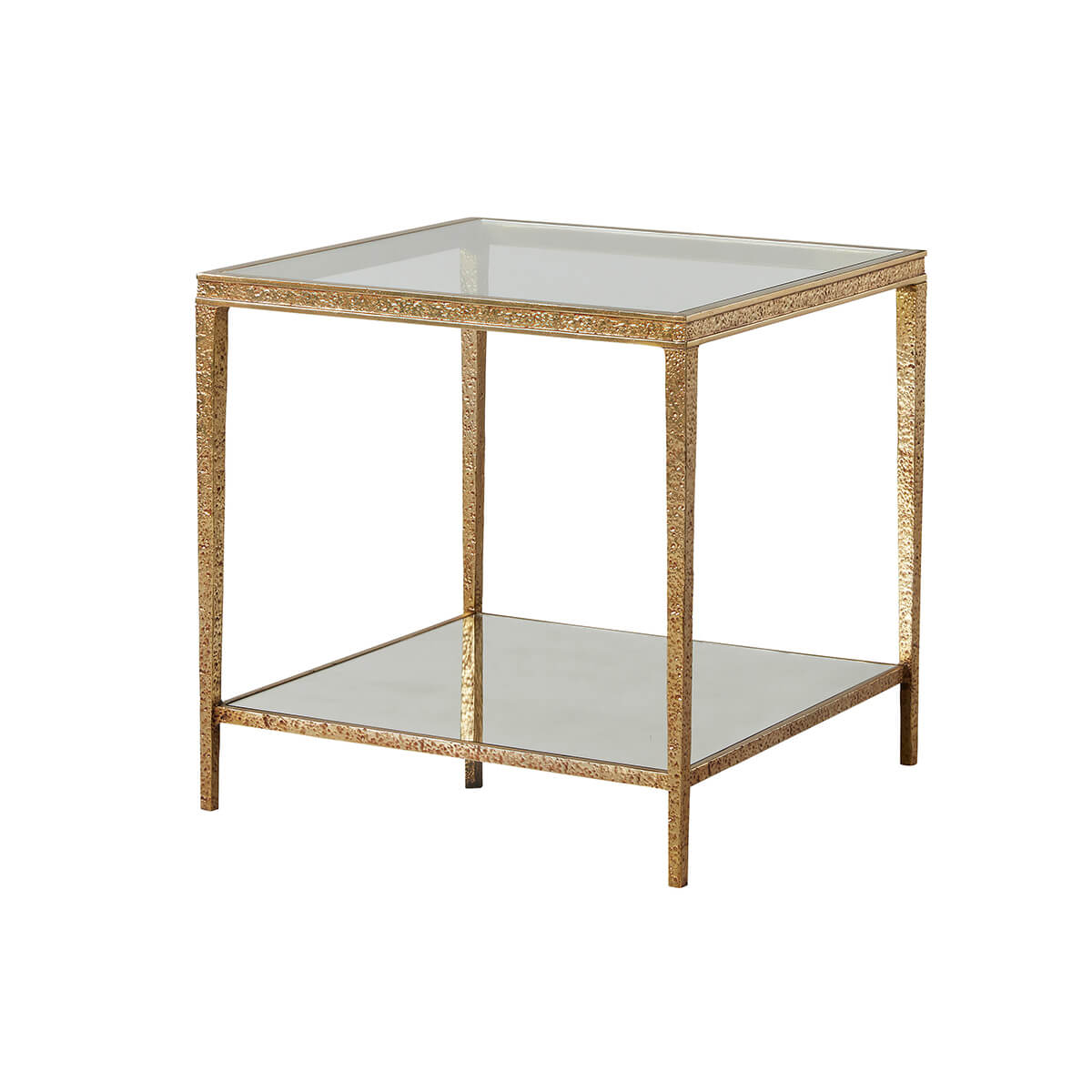 Square Gilt Textured End Table - English Georgian America