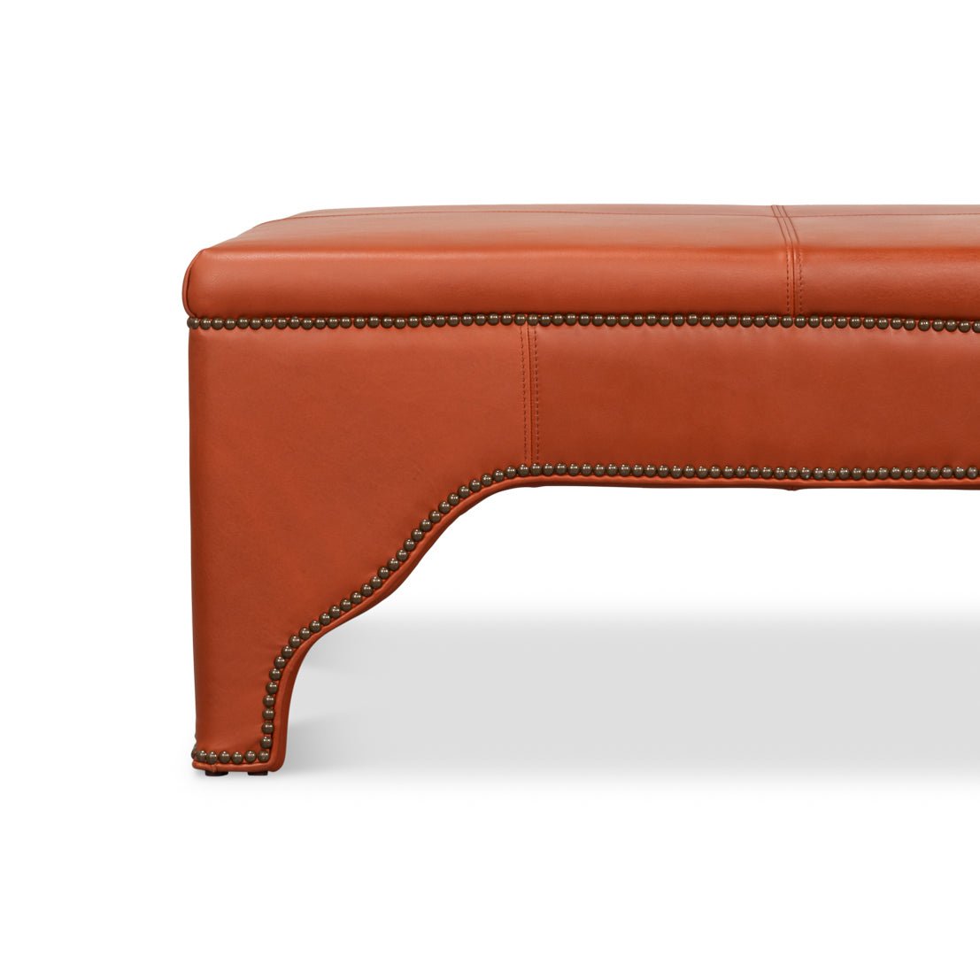 Square Leather Cocktail Ottoman - English Georgian America