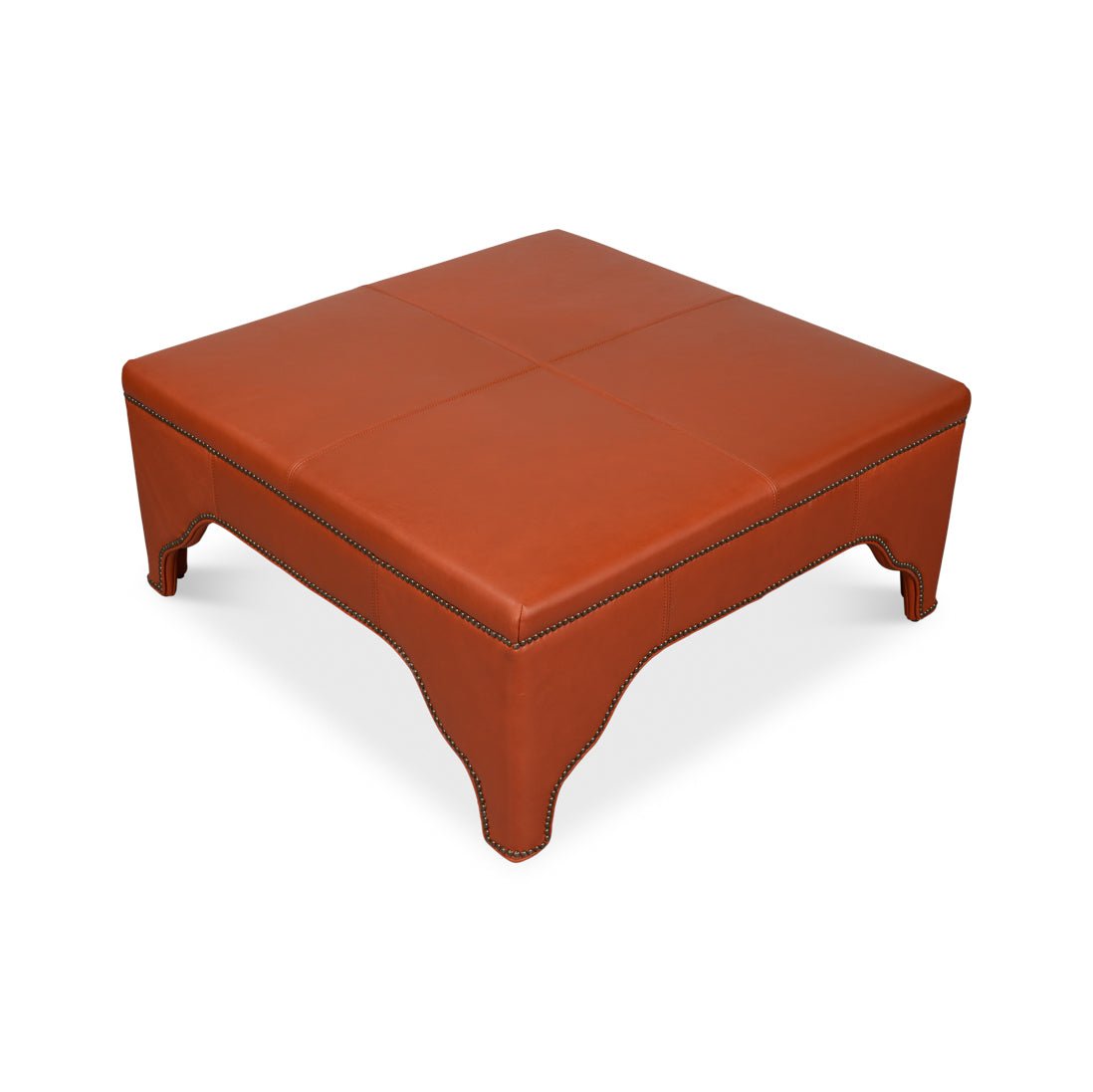 Square Leather Cocktail Ottoman - English Georgian America