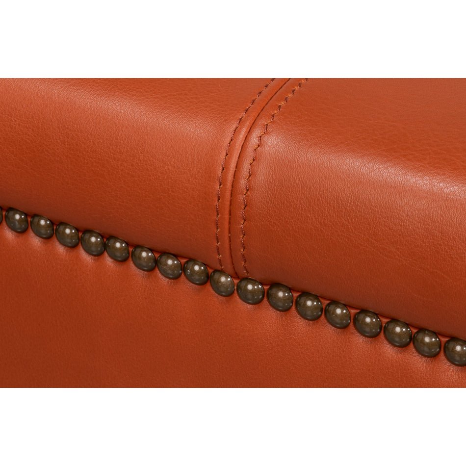 Square Leather Cocktail Ottoman - English Georgian America