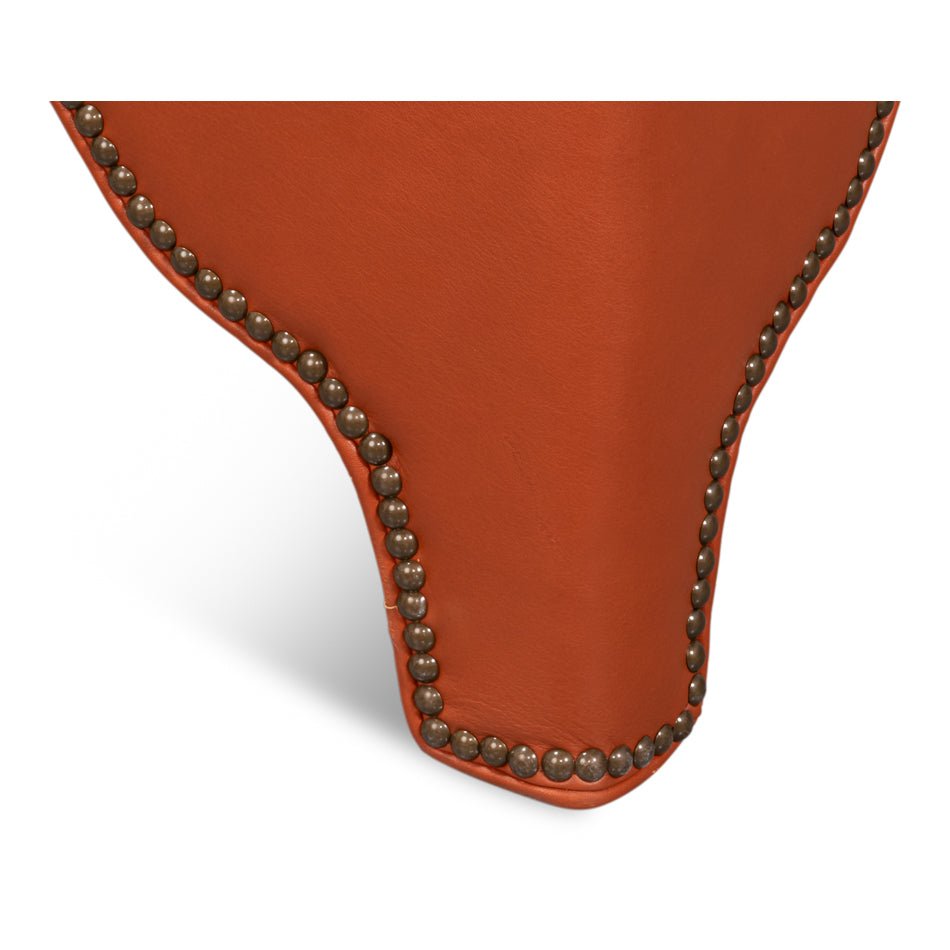 Square Leather Cocktail Ottoman - English Georgian America