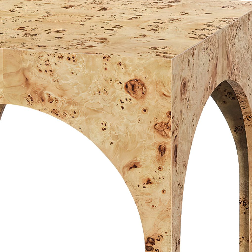 Square Light Burl Wood Side Table - English Georgian America