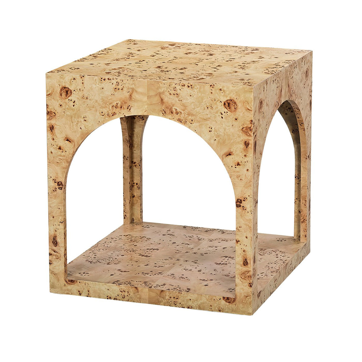 Square Light Burl Wood Side Table - English Georgian America