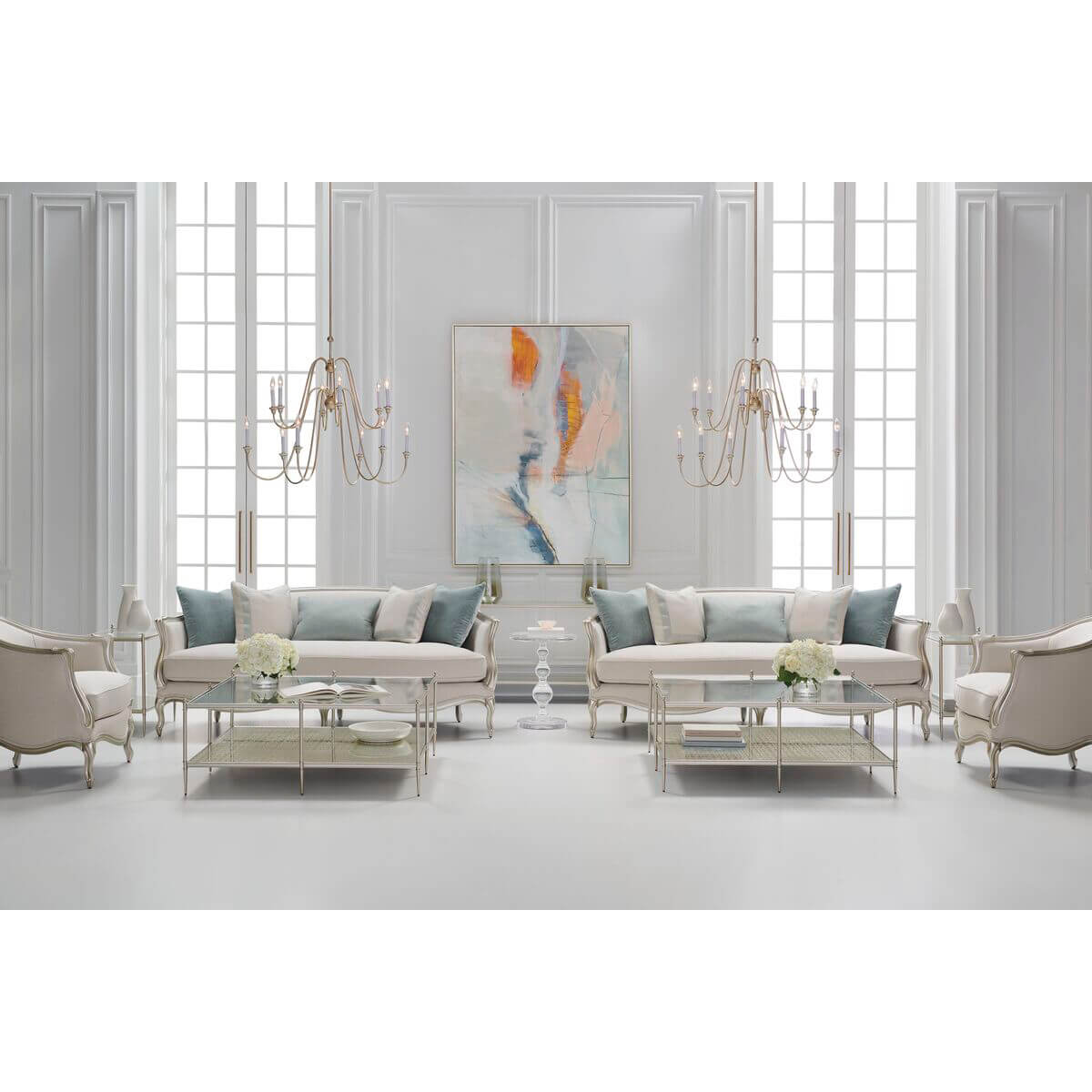 Square Luxury Modern Coffee Table - English Georgian America