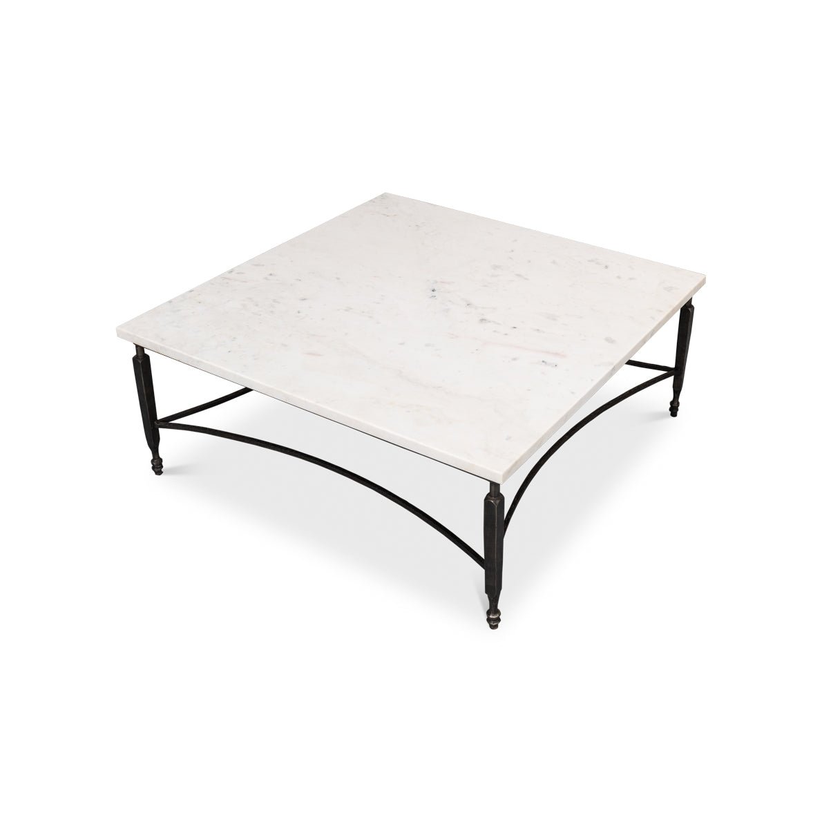 Square Minimalist Marble Top Coffee Table - English Georgian America