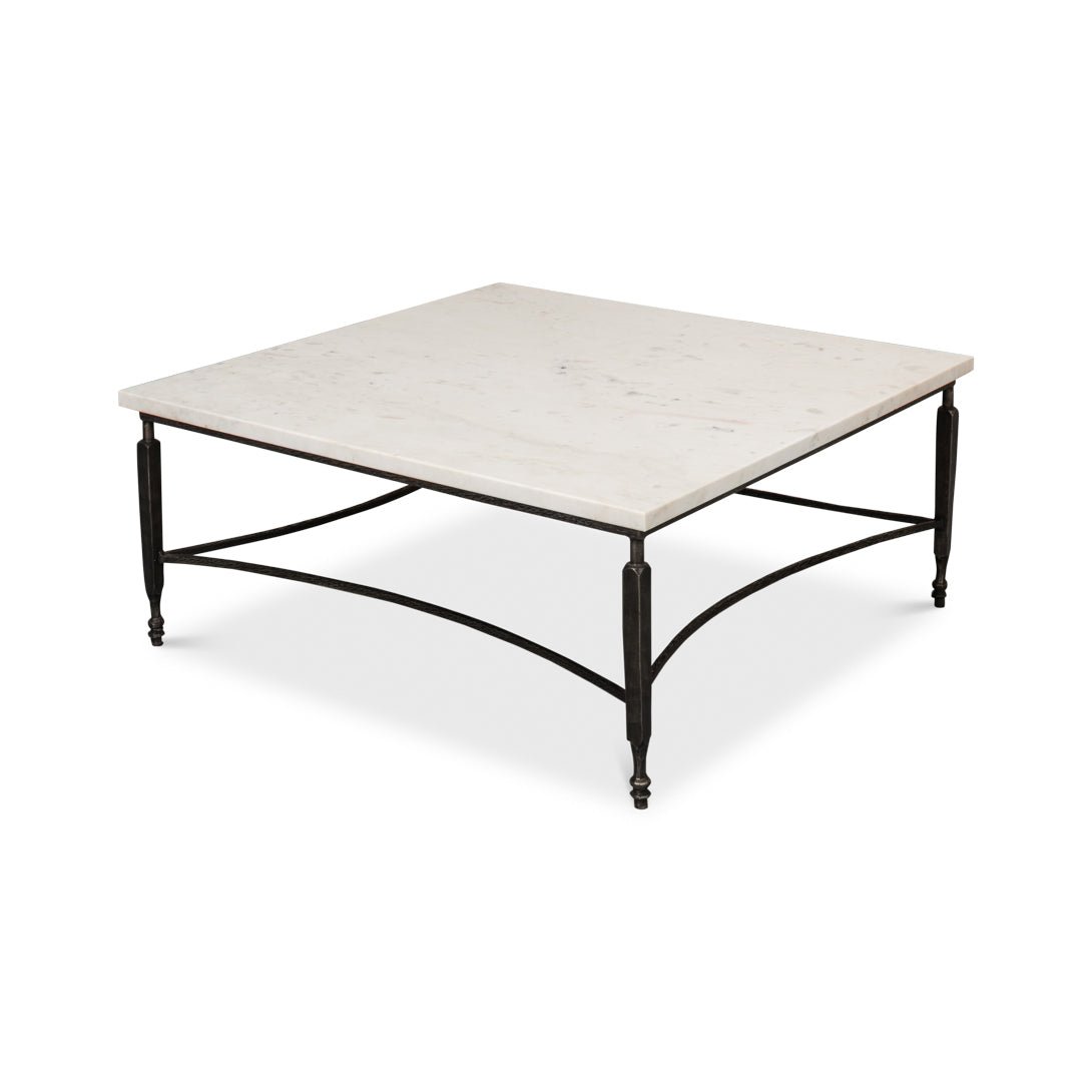 Square Minimalist Marble Top Coffee Table - English Georgian America