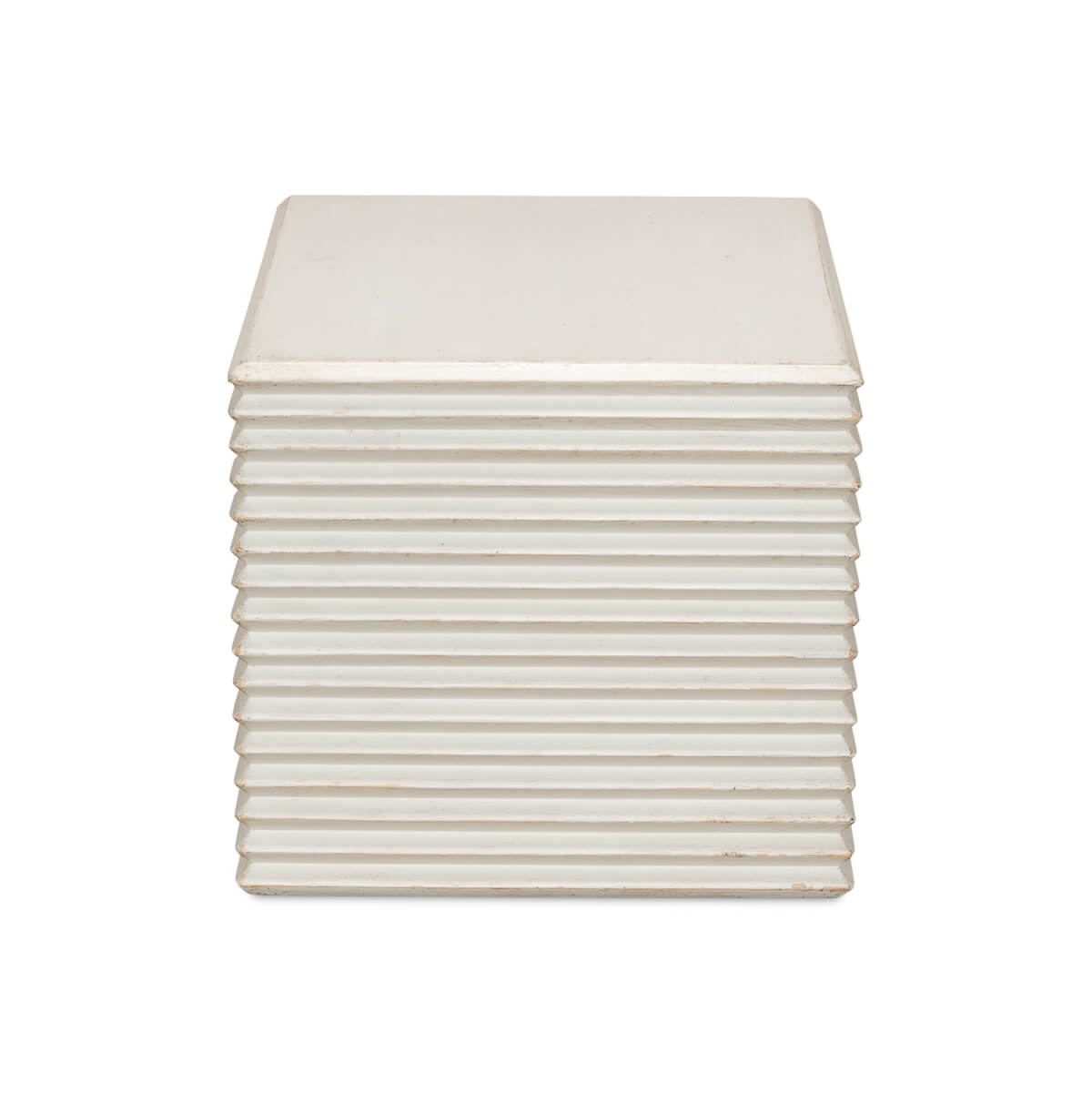 Stacked Antique White Painted Stool - English Georgian America