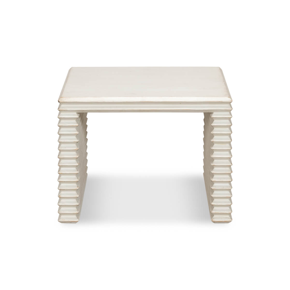 Stacked Antique White Painted Stool - English Georgian America