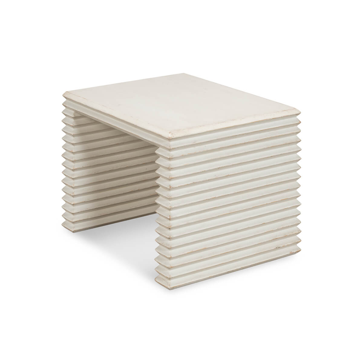 Stacked Antique White Painted Stool - English Georgian America