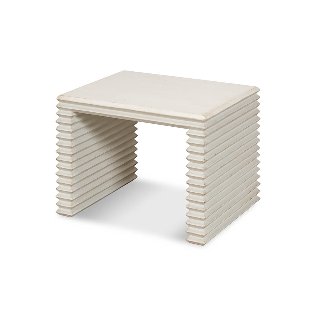 Stacked Antique White Painted Stool - English Georgian America