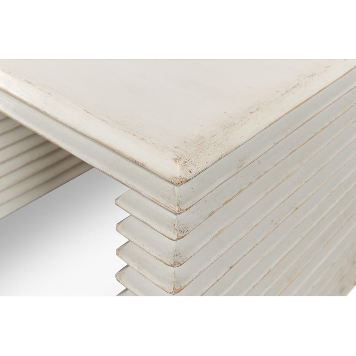 Stacked Antique White Painted Stool - English Georgian America