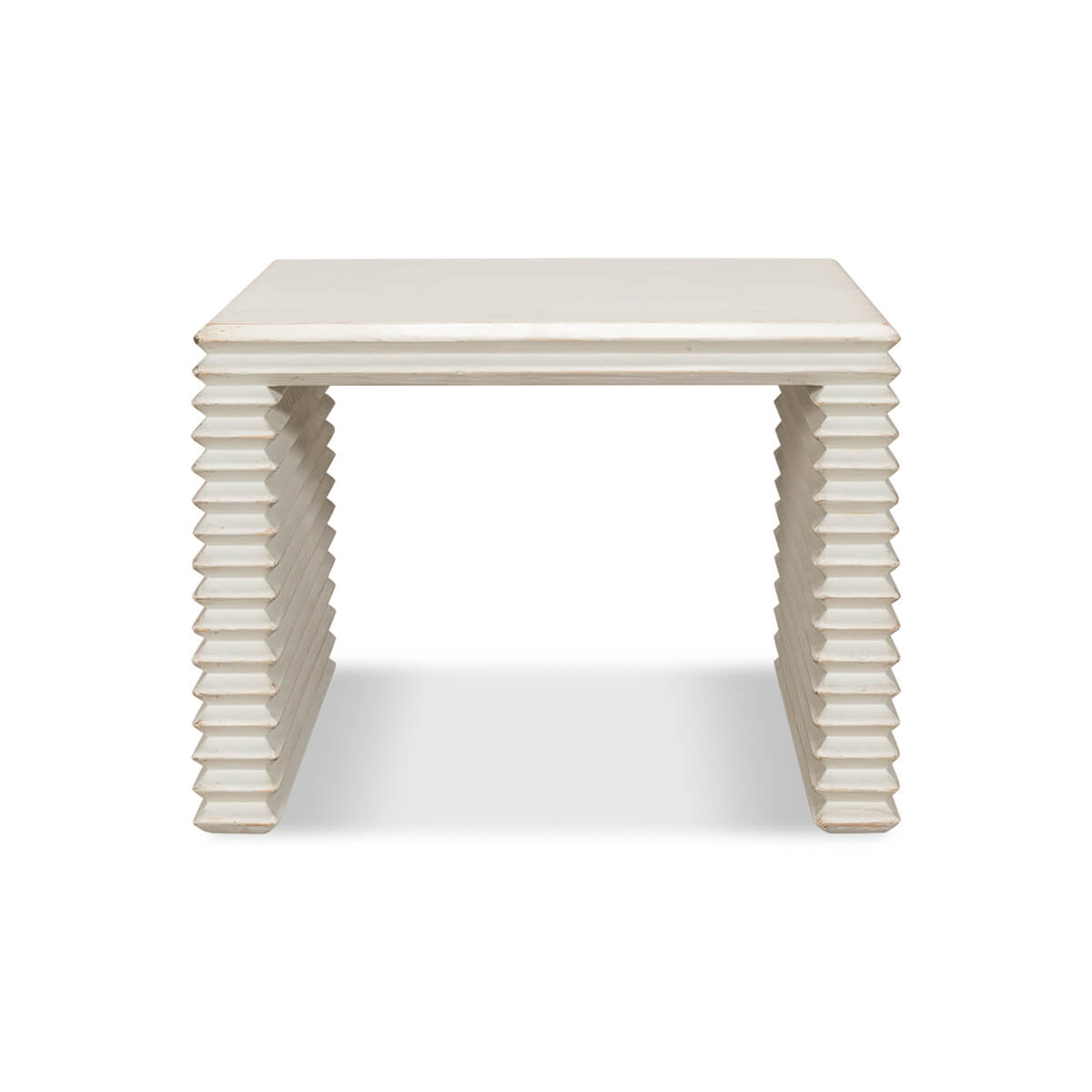 Stacked Antique White Painted Stool - English Georgian America