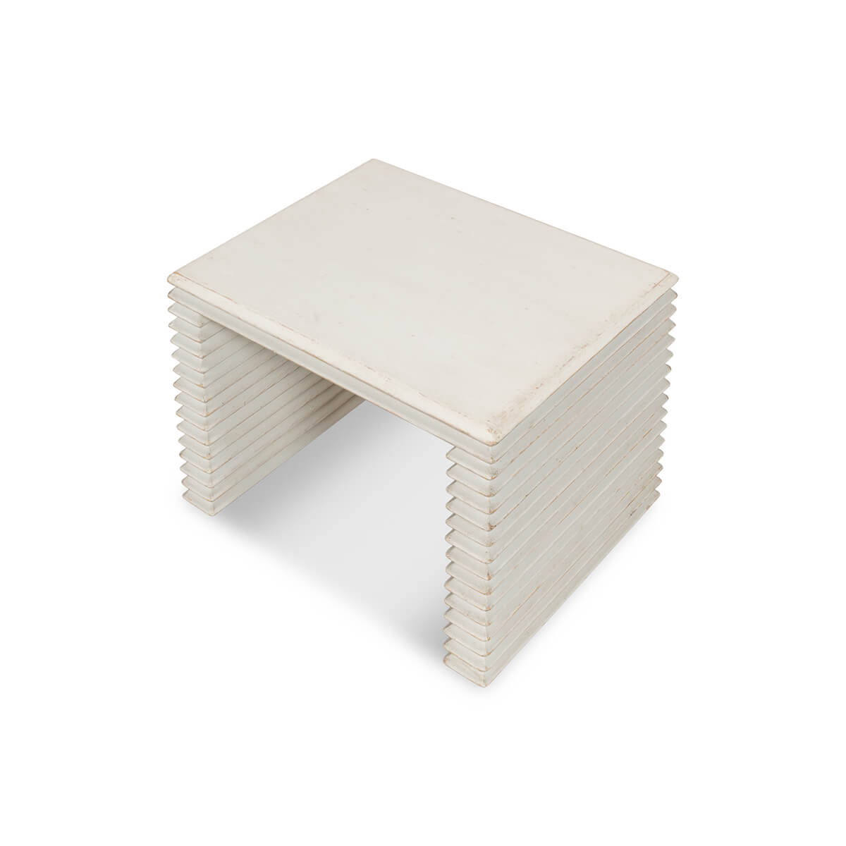 Stacked Antique White Painted Stool - English Georgian America