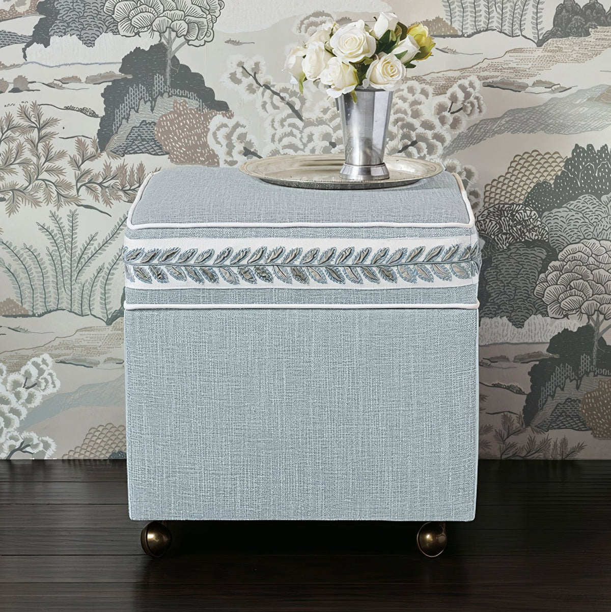 Storage Ottoman Cube - Sky Blue - English Georgian America
