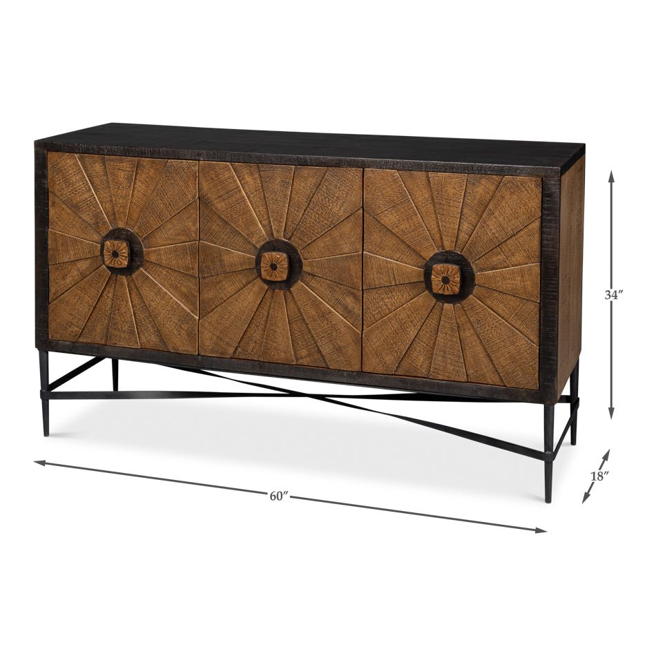 Sunburst Rustic Buffet Sideboard - English Georgian America